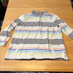 T by Talbots 2x striped quarter button shirt UPF50
